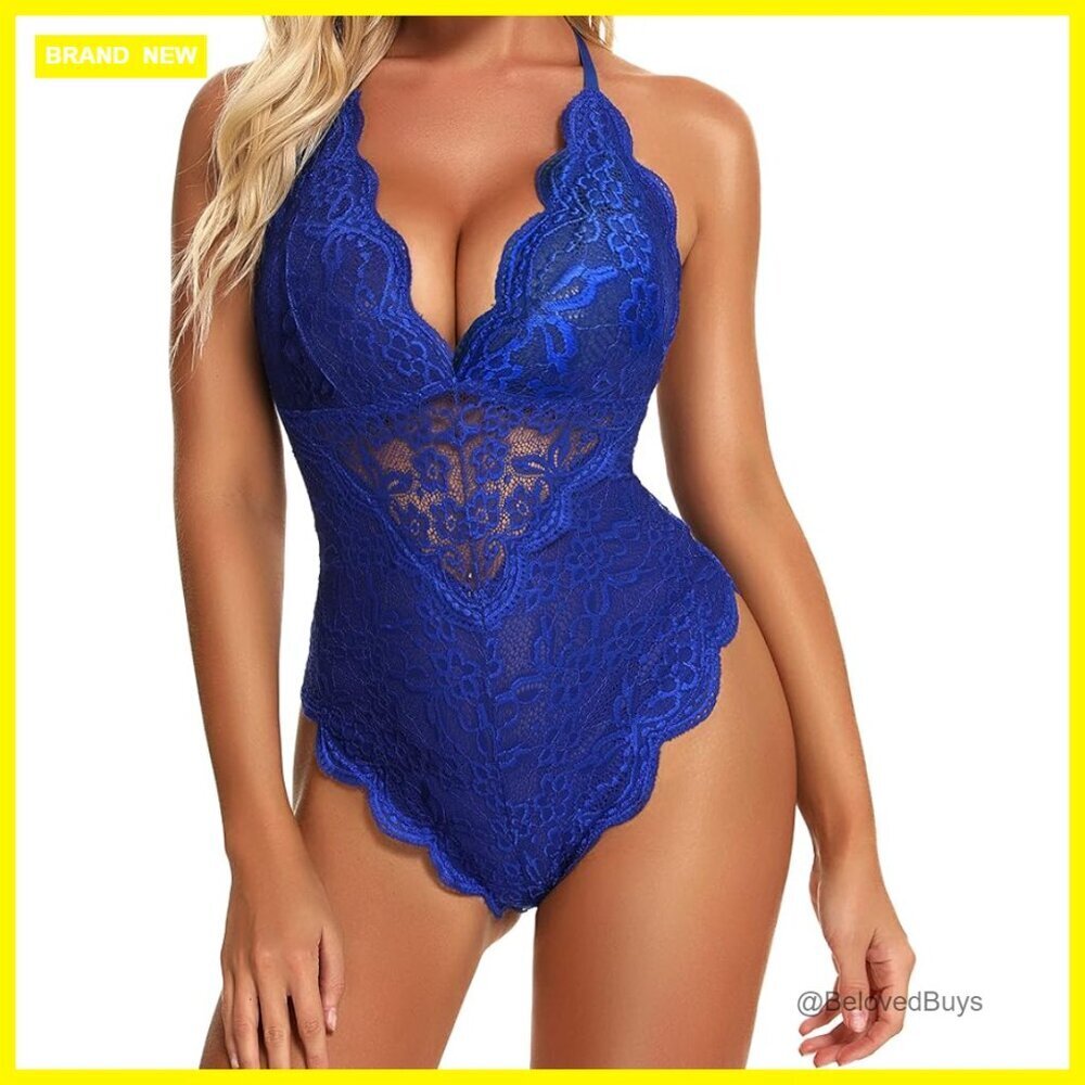 Lace Teddy Bodysuit Snap Crotch Adjustable Straps Medium Fitted